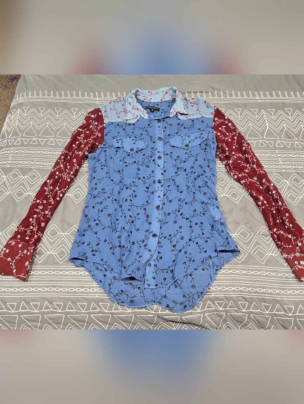 Rag & Bone Wyatt Patchwork Shirt Size Small